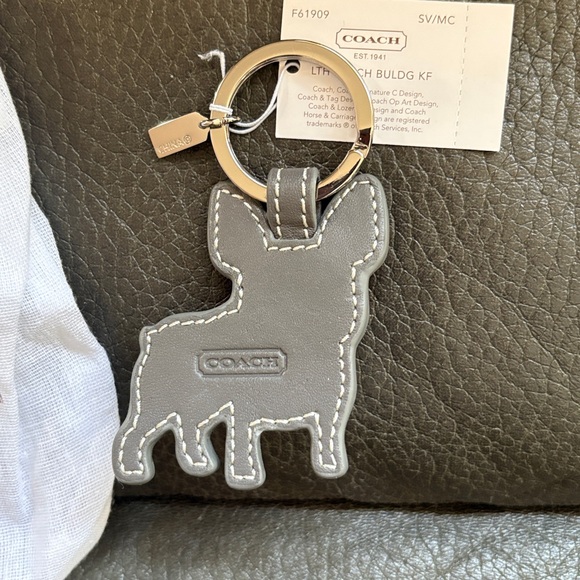 Coach French Bulldog Vintage Keychain - Gray and White - Picture 4 of 8